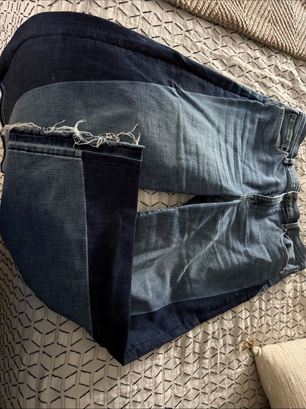 Patchwork Two-Tone Blue Denim Jeans